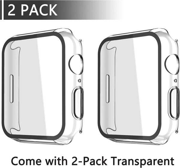 JULK Hard PC Case Compatible with Apple Watch Series 8 Series 7 45mm with Tempered Glass Screen Protector, Ultra-Thin HD Clear Anti-Scratch Protective Cover for iWatch (2-Pack Transparent) - Image 2