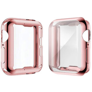 [2-Pack] Julk 40mm Case for Apple Watch Series 6 / SE/Series 5 / Series 4 Screen Protector, Overall Protective Case TPU HD Ultra-Thin Cover (1 Rose Pink+1 Transparent)