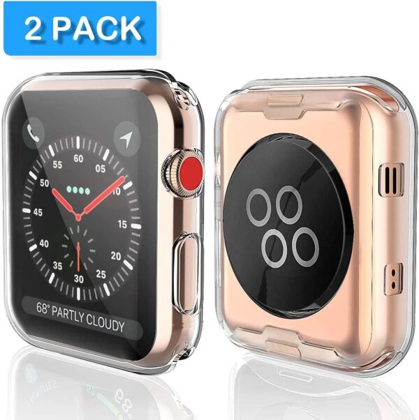 [2-Pack] Julk 42mm Case for Apple Watch Series 3 Series 2 Screen Protector, Overall Protective Case TPU HD Ultra-Thin Cover for iWatch, Transparent - Image 2