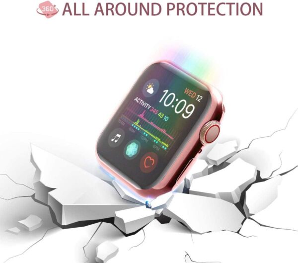 [2-Pack] Julk 44mm Case for Apple Watch Series 6 / SE / Series 5 / Series 4 Screen Protector, Overall Protective Case TPU HD Ultra-Thin Cover (1 Rose Pink+1 Transparent) - Image 3