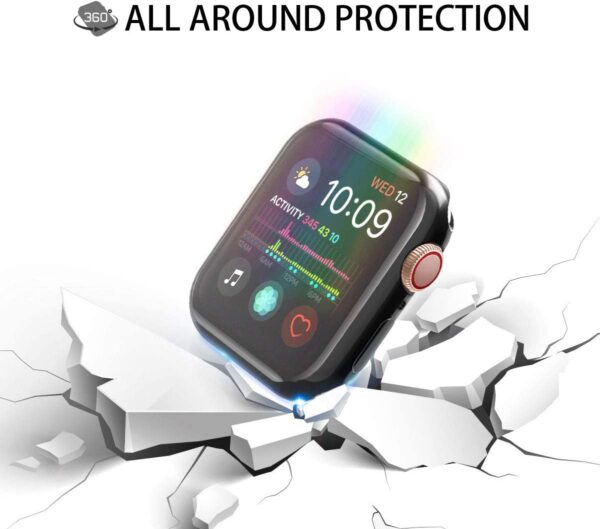[2-Pack] Julk 44mm Case for Apple Watch Series 6 / SE/Series 5 / Series 4 Screen Protector, Overall Protective Case TPU HD Ultra-Thin Cover (1 Black+1 Transparent) - Image 3