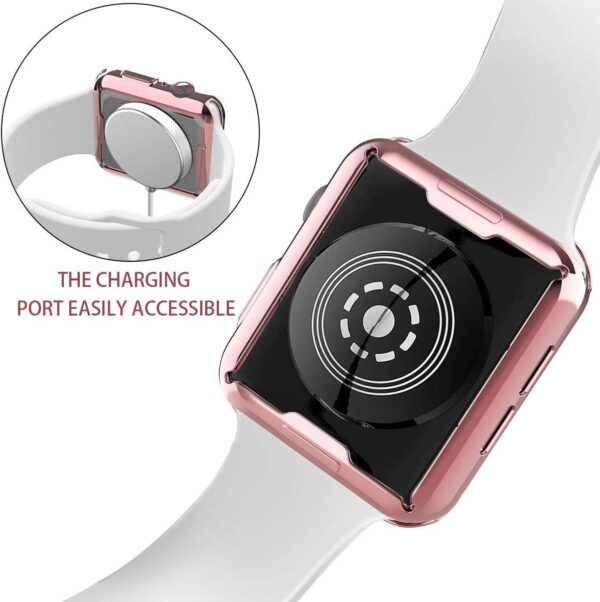 [2-Pack] Julk 40mm Case for Apple Watch Series 6 / SE/Series 5 / Series 4 Screen Protector, Overall Protective Case TPU HD Ultra-Thin Cover (1 Rose Pink+1 Transparent) - Image 5