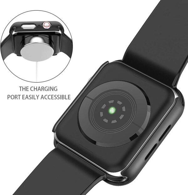 Julk Hard Case for Apple Watch Series 6 / SE/Series 5 / Series 4 44mm, 2020 New iWatch PC Overall Protective Cover with Slim Tempered Glass Screen Protector (2-Pack Black) - Image 5