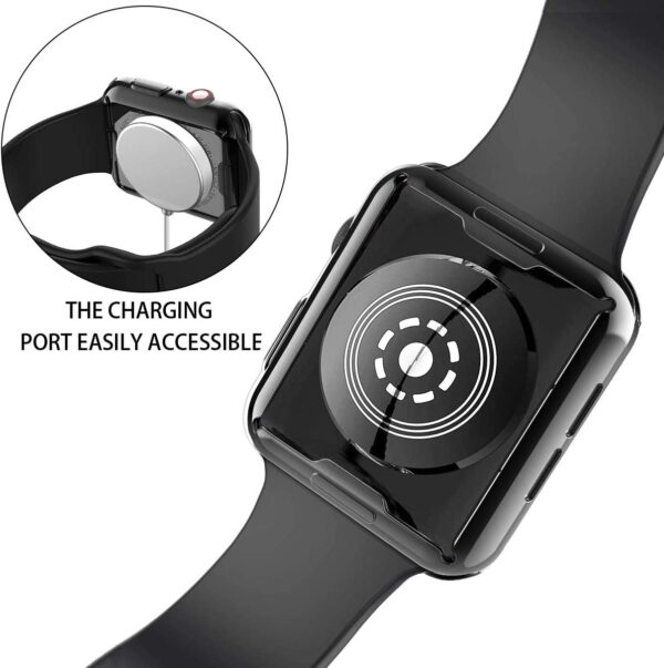 [2-Pack] Julk 44mm Case for Apple Watch Series 6 / SE/Series 5 / Series 4 Screen Protector, Overall Protective Case TPU HD Ultra-Thin Cover (1 Black+1 Transparent) - Image 5