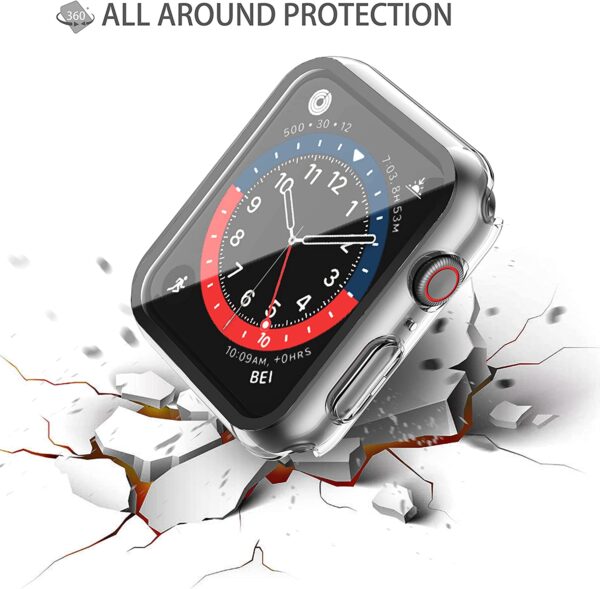JULK Hard PC Case Compatible with Apple Watch Series 8 Series 7 45mm with Tempered Glass Screen Protector, Ultra-Thin HD Clear Anti-Scratch Protective Cover for iWatch (2-Pack Transparent) - Image 6