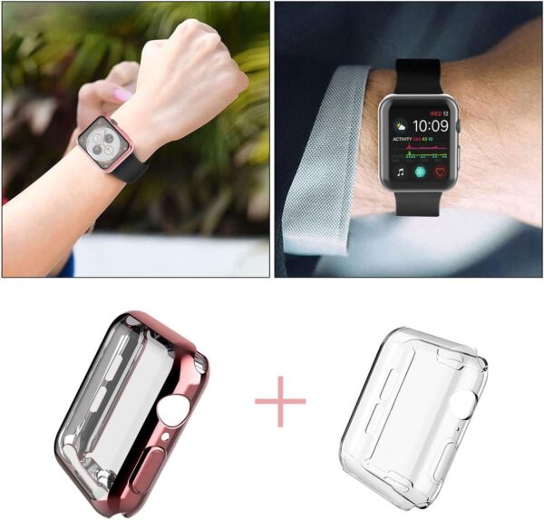 [2-Pack] Julk 44mm Case for Apple Watch Series 6 / SE / Series 5 / Series 4 Screen Protector, Overall Protective Case TPU HD Ultra-Thin Cover (1 Rose Pink+1 Transparent) - Image 6