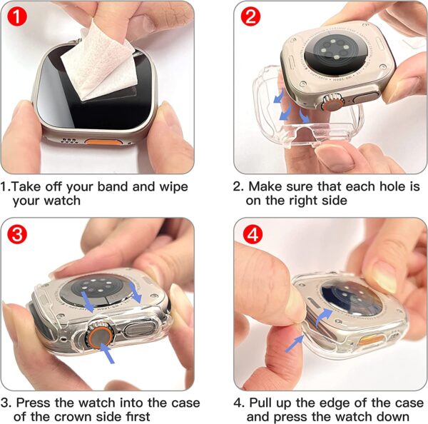 [2 Pack] Julk 49mm Case Compatible for 2022 New Apple Watch Ultra Screen Protector, [Full Coverage] HD TPU Ultra-Thin Protective Cover for iWatch, Transparent - Image 6