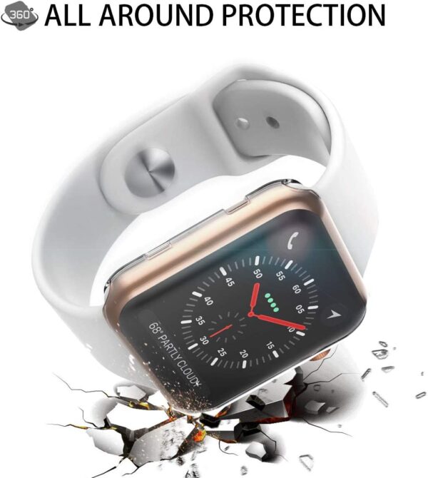 [2-Pack] Julk 38mm Case for Apple Watch Series 3 Series 2 Screen Protector, Overall Protective Case TPU HD Ultra-Thin Cover for iWatch, Transparent - Image 7