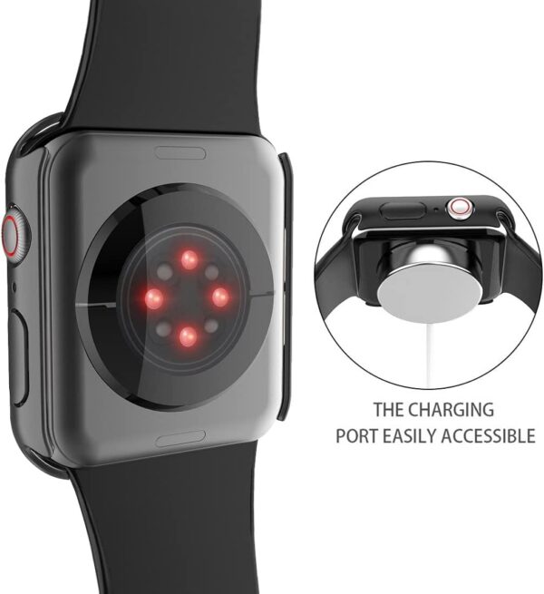 JULK 2 Pack Case Compatible with Apple Watch Series 7 41mm Case with Built-in Screen Protector, Hard PC Case Straight Edge Ultra Thin Anti-Scratch Protective Cover for iWatch 7 41mm (Black) - Image 8