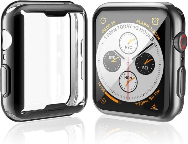 [2-Pack] Julk 44mm Case for Apple Watch Series 6 / SE/Series 5 / Series 4 Screen Protector, Overall Protective Case TPU HD Ultra-Thin Cover (1 Black+1 Transparent) - Image 9