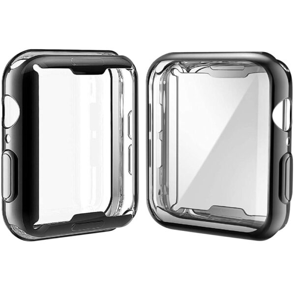 [2-Pack] Julk 44mm Case for Apple Watch Series 6 / SE/Series 5 / Series 4 Screen Protector, Overall Protective Case TPU HD Ultra-Thin Cover (1 Black+1 Transparent)